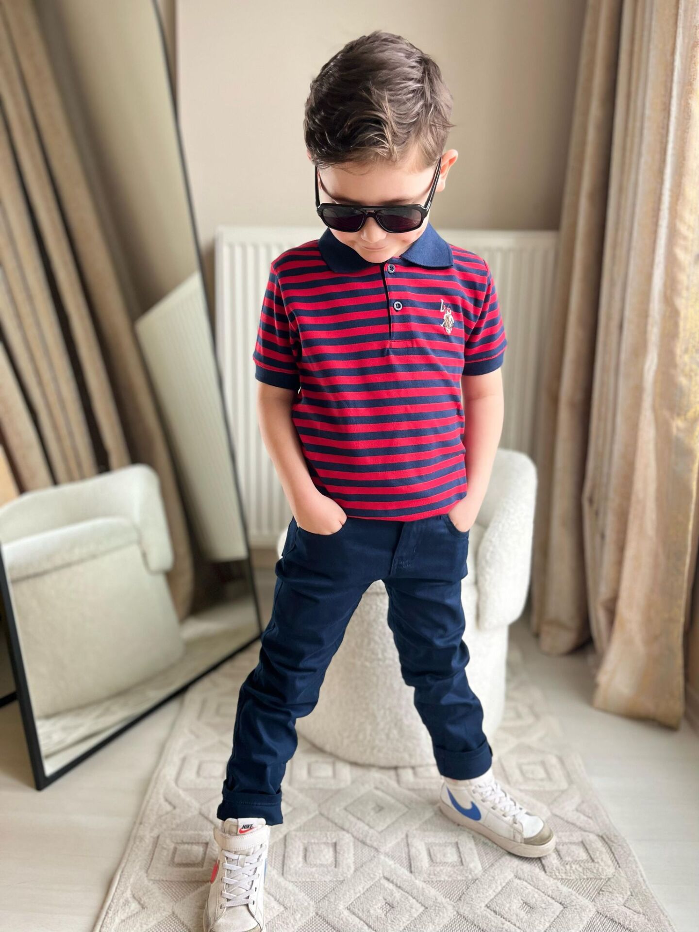 Lacoste Yaka Gabardin Pantalon Takım ( bel ayarlama lastikli )