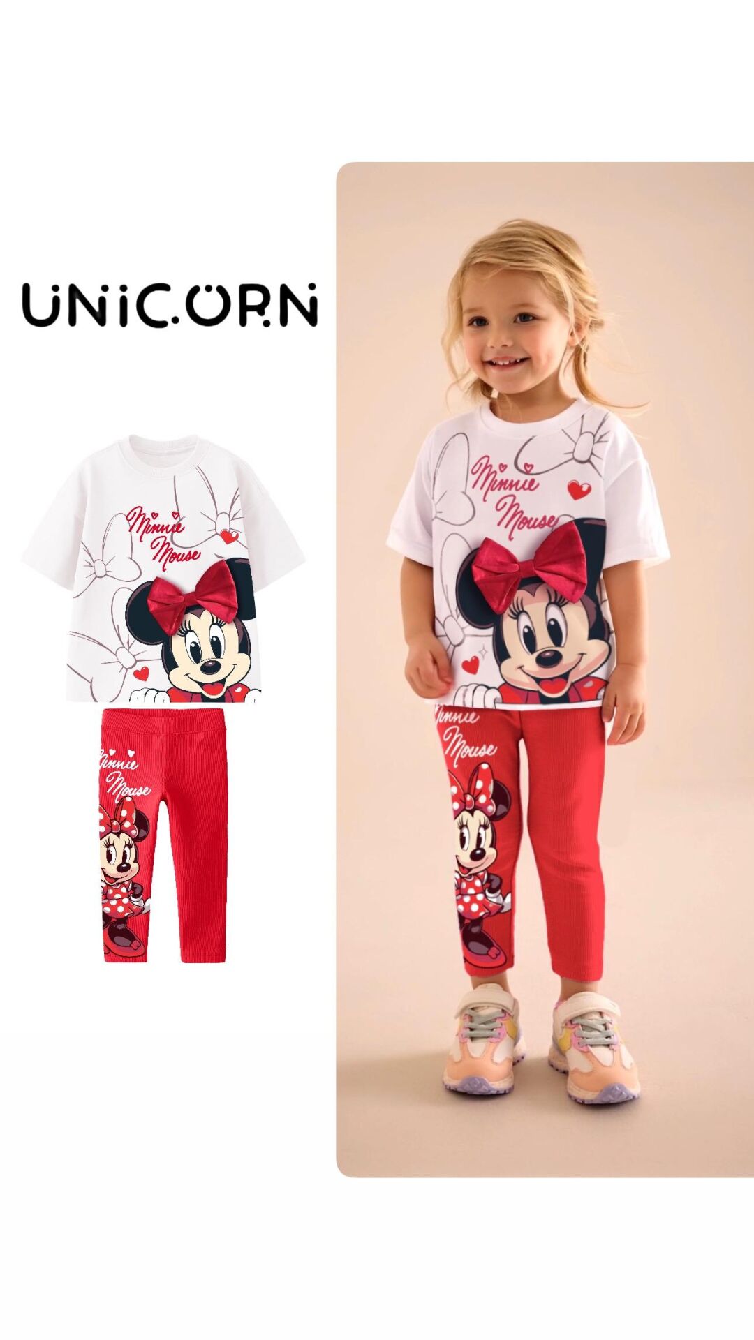 Minnie Mause Taytlı Kız Çocuk Takım