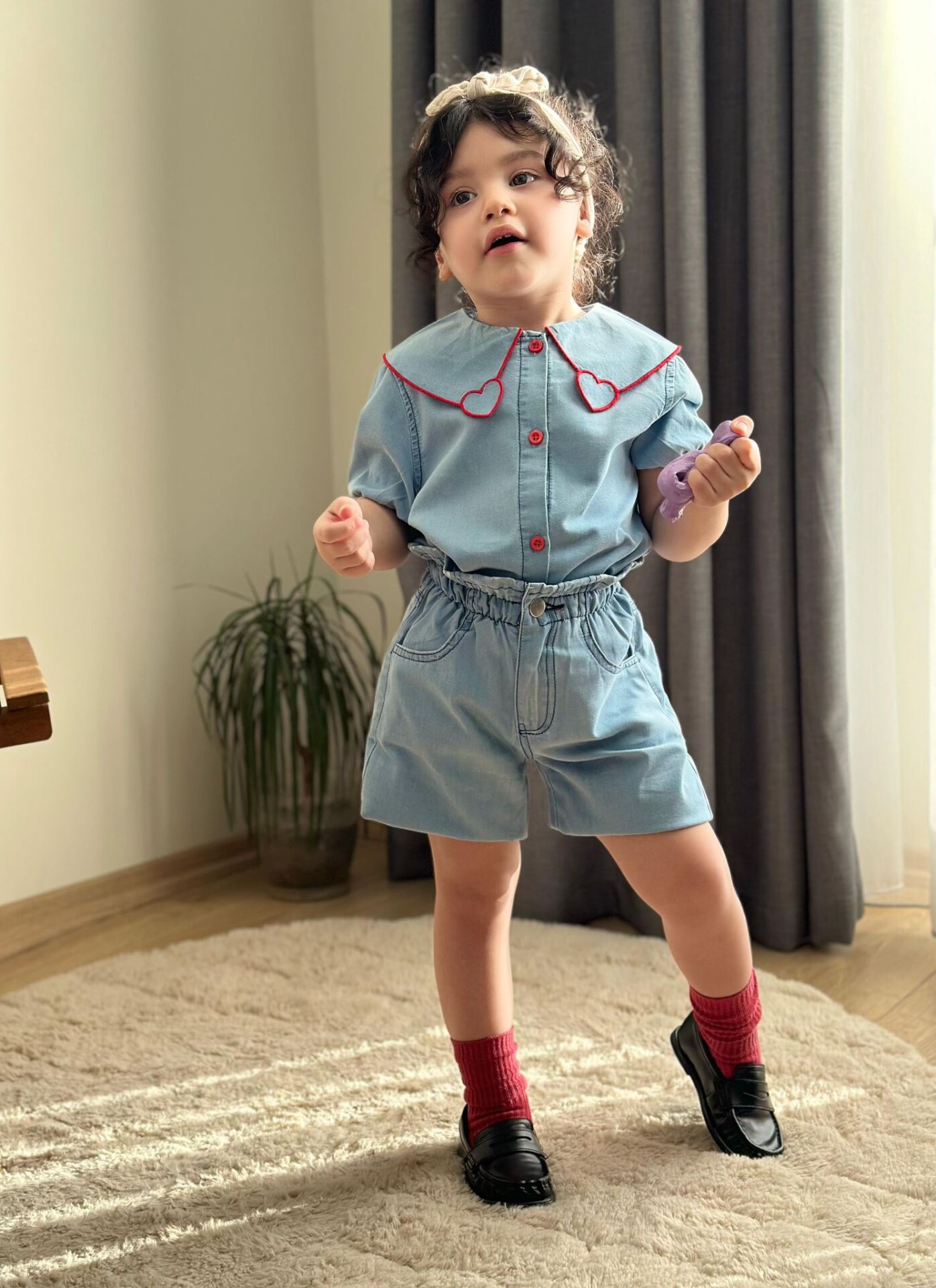 Kalp Detay İkili Kız Çocuk Takım