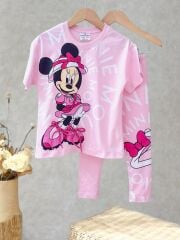 Minnie Mause Taytlı Kız Çocuk Takım