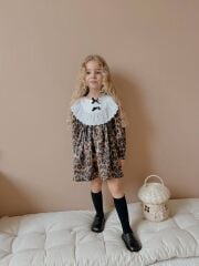 Dantel Yaka Leopar Elbise