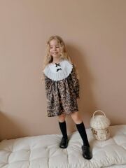 Dantel Yaka Leopar Elbise