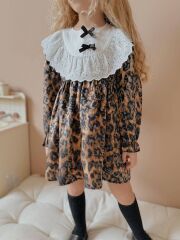 Dantel Yaka Leopar Elbise