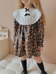 Dantel Yaka Leopar Elbise