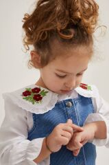 Nakış Yaka Detay Denim Jile Takım