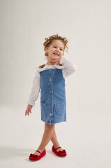 Nakış Yaka Detay Denim Jile Takım