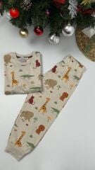 Yeni Sezon Tam Pamuk Animal Unisex Pijama Takımı