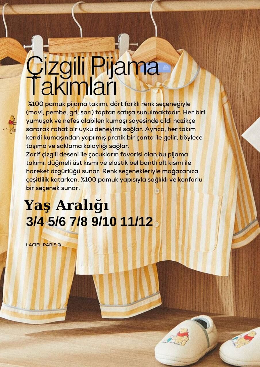 Yeni Sezon Çizgili Unisex Pijama Takımı