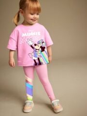 Minnie Mause Gökkuşağı Taytlı Kız Çocuk Takım
