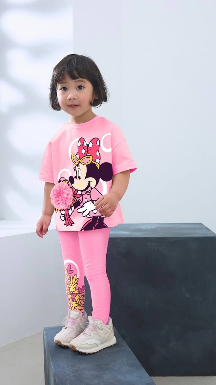 Minnie Mause Pembe Ponponlu Kız Çocuk Takım