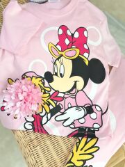 Minnie Mause Pembe Ponponlu Kız Çocuk Takım