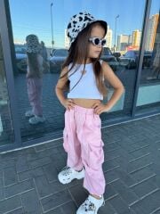 Laci'el Paris Kalp Crop Paraşüt Pantalon Takım