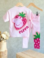 Peppa Çilek Detay Taytlı Kız Çocuk Takım