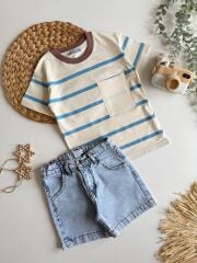 Orj Penye Kumaş Tshirt jeans Şort [ bel ayarlama lastikli ]