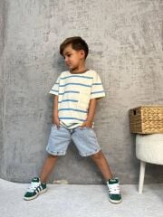 Orj Penye Kumaş Tshirt jeans Şort [ bel ayarlama lastikli ]