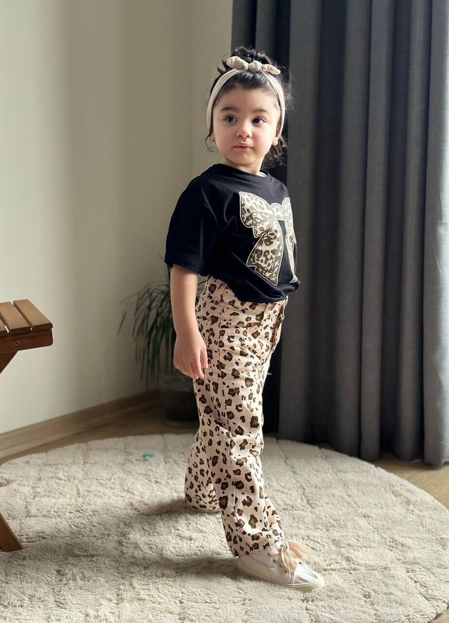 Leopar Denim Kız Çocuk Takım