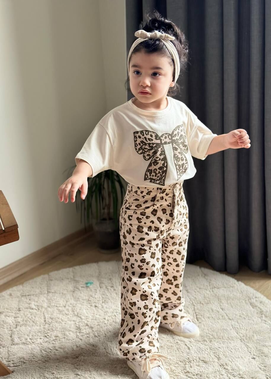 Leopar Denim Kız Çocuk Takım