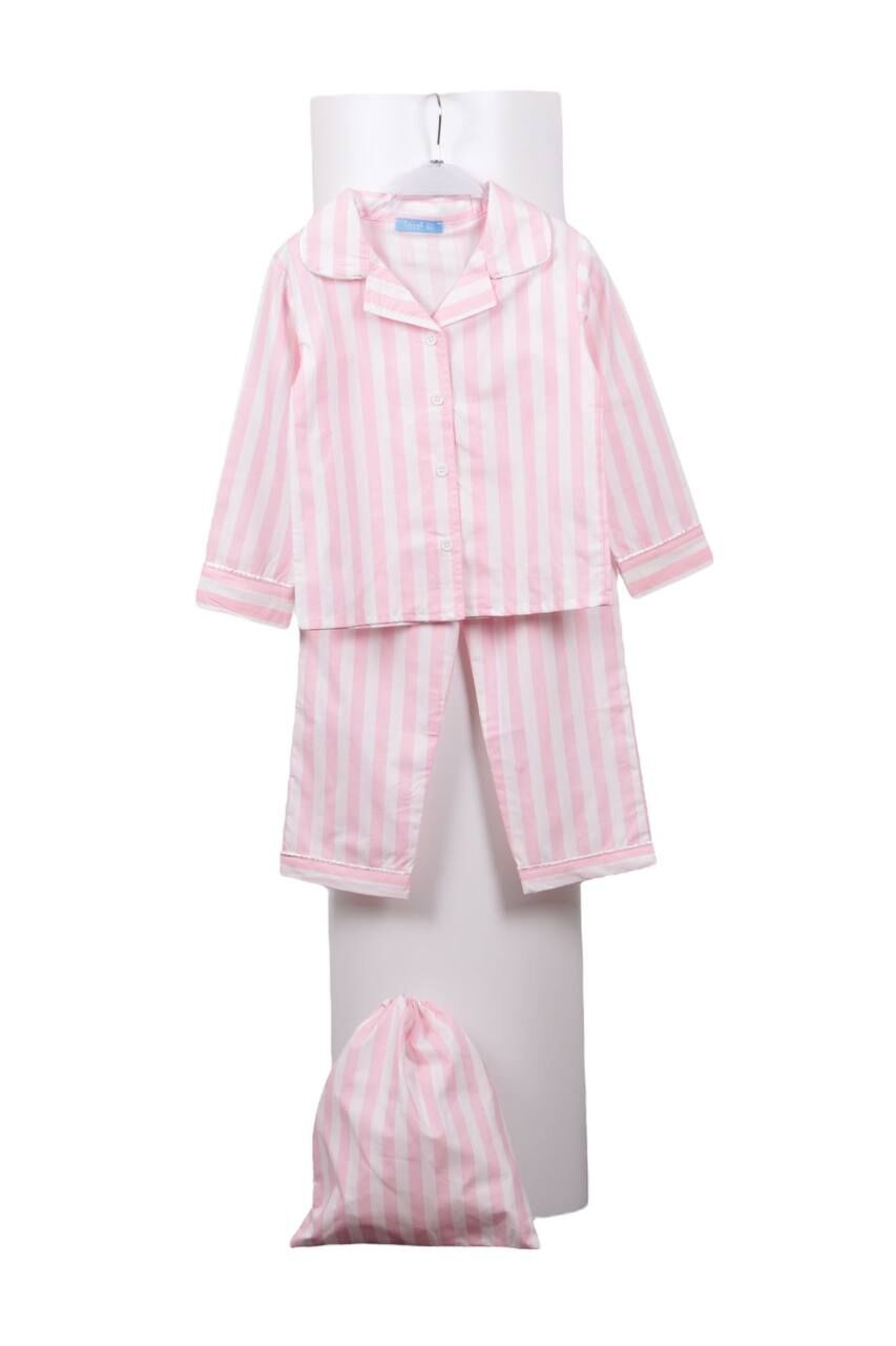 Laci'el Pembe Çizgili Tam Pamuk Pijama Takımı