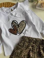 Yakalı Leopar Kot Etekli Takım