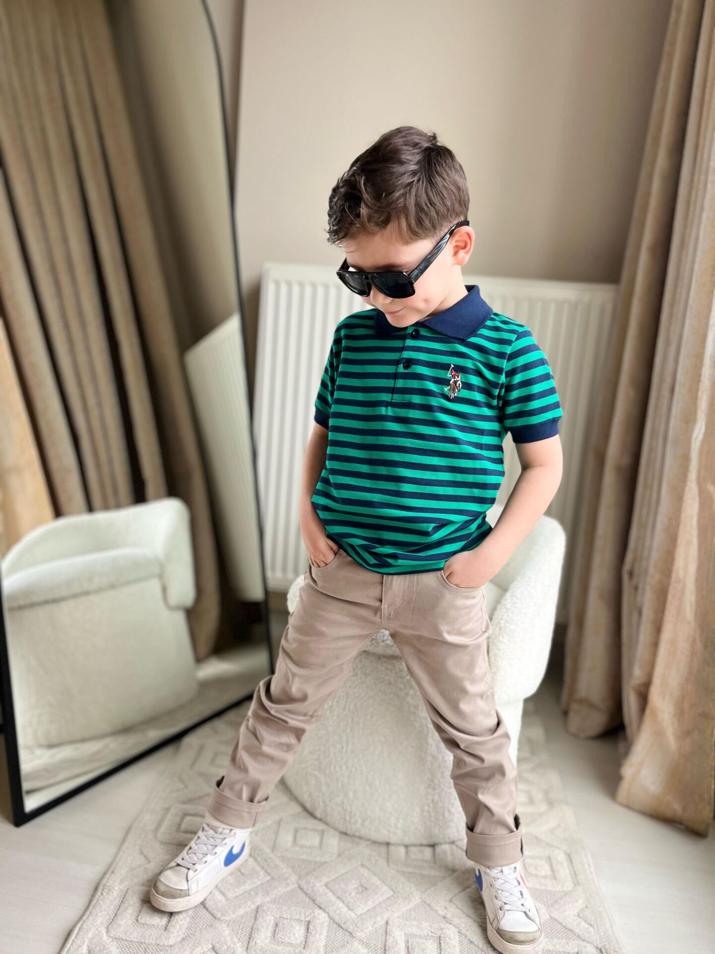 Lacoste Yaka Gabardin Pantalon Takım ( bel ayarlama Lastikli )