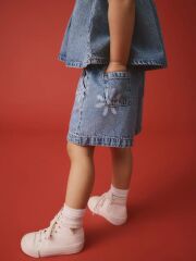 Çiçekli Yumuşak Denim Takım
