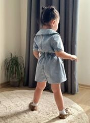 Yaka ışıltılı Yumuşak Denim Tulum