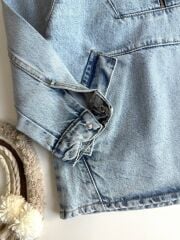 Zra Kapşonlu Fermuarlı Denim Sweatshirt