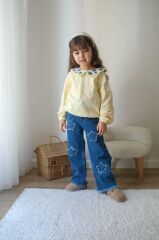 Yakalı Jeans Kız Çocuk Takım