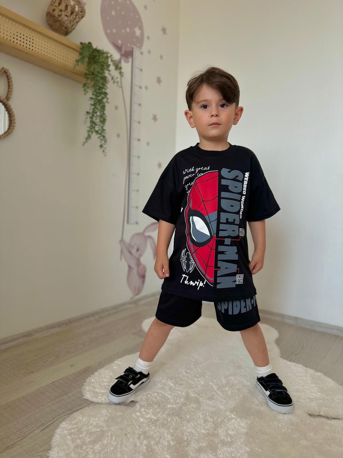 Spidermen Tam Pamuk Çocuk Takım