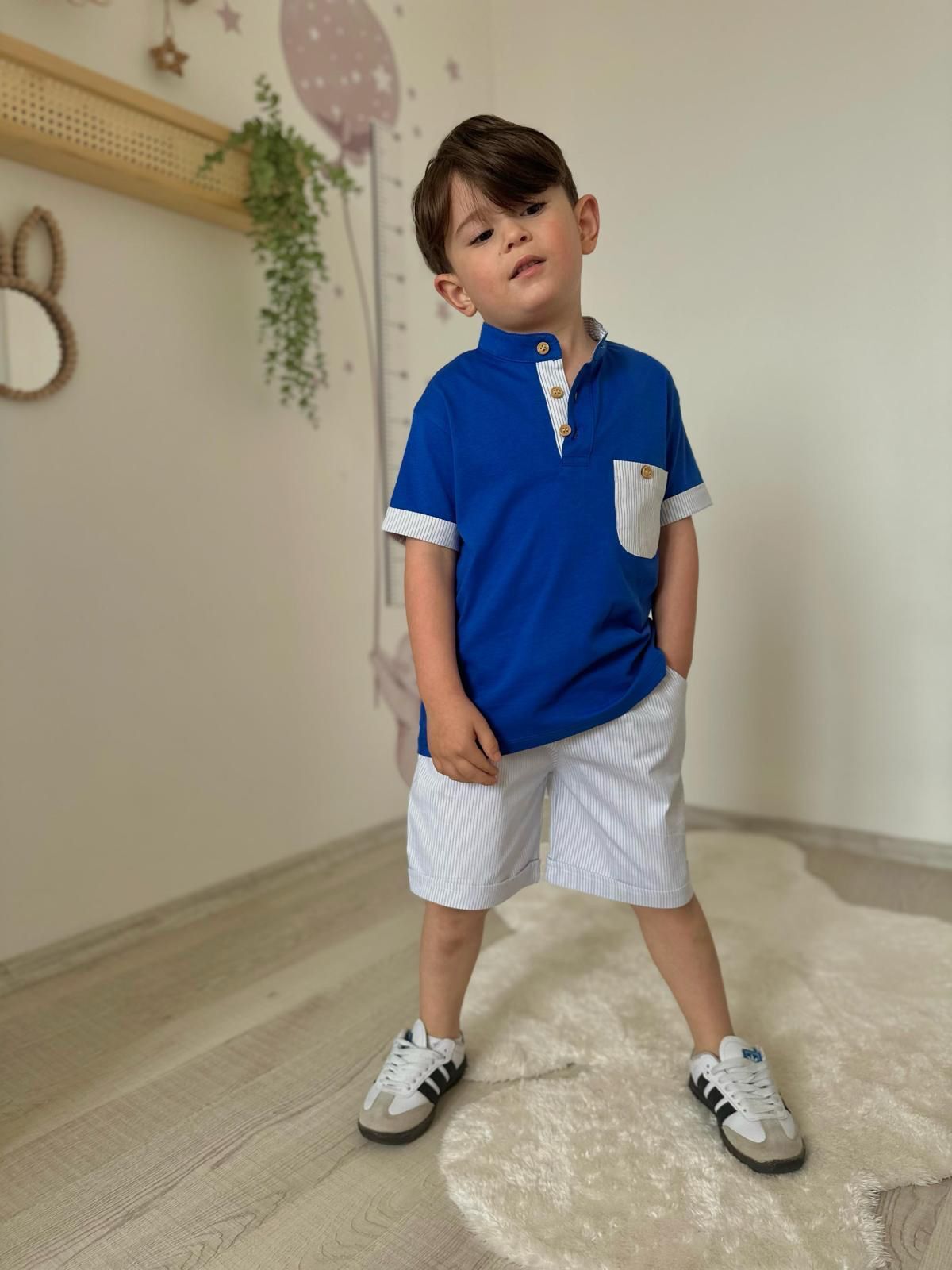 Mavi Çizgili Erkek Çocuk Takım